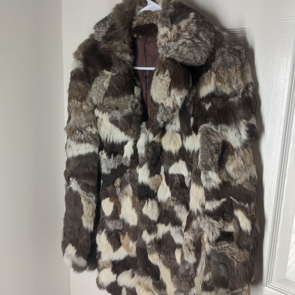 Vintage 70's Glam Rabbit Patchwork Fur Blazer coat - Picture 2 of 8